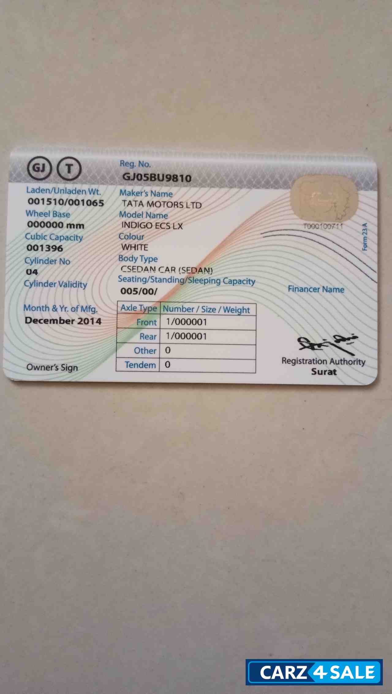 White Tata Indigo eCS LX CR4 BS-IV White Tata Indigo eCS LX CR4 BS-IV