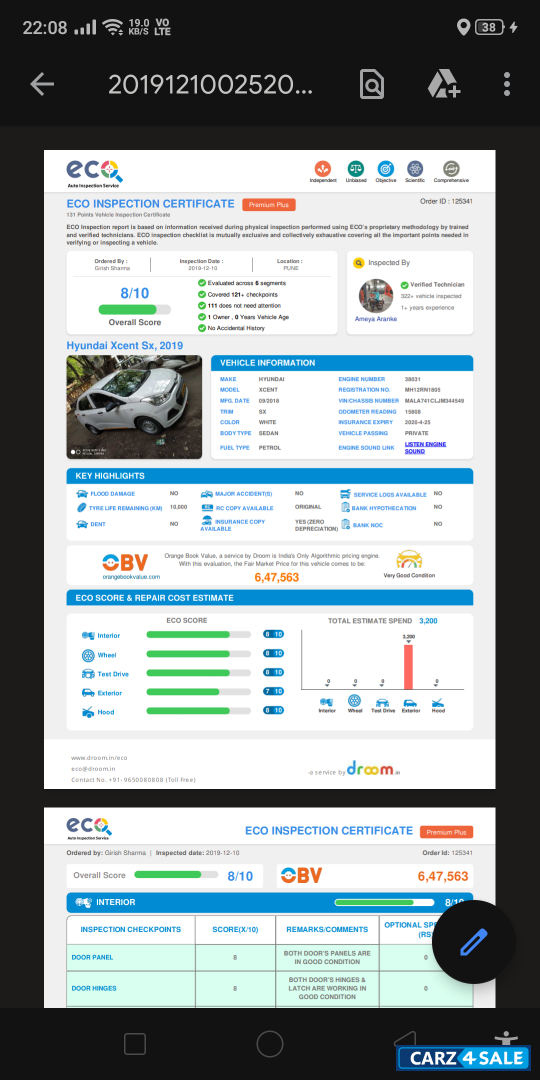 Polar White Hyundai Xcent SX 1.2
