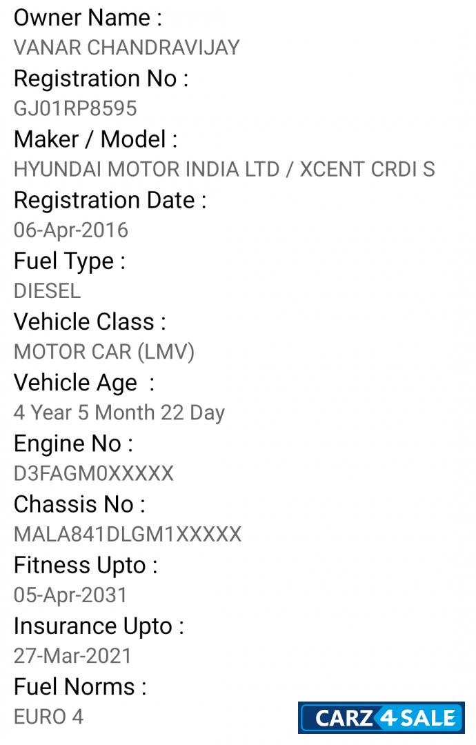 Hyundai Xcent SX O 1.2 U2 CRDi Diesel