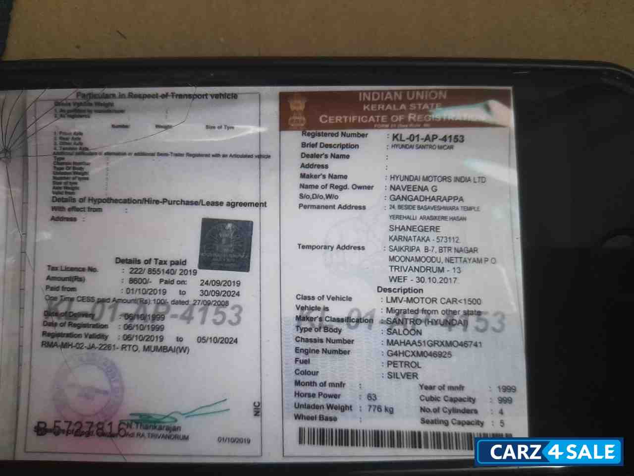 Hyundai Santro Xing XK Non-AC eRLX - Euro II