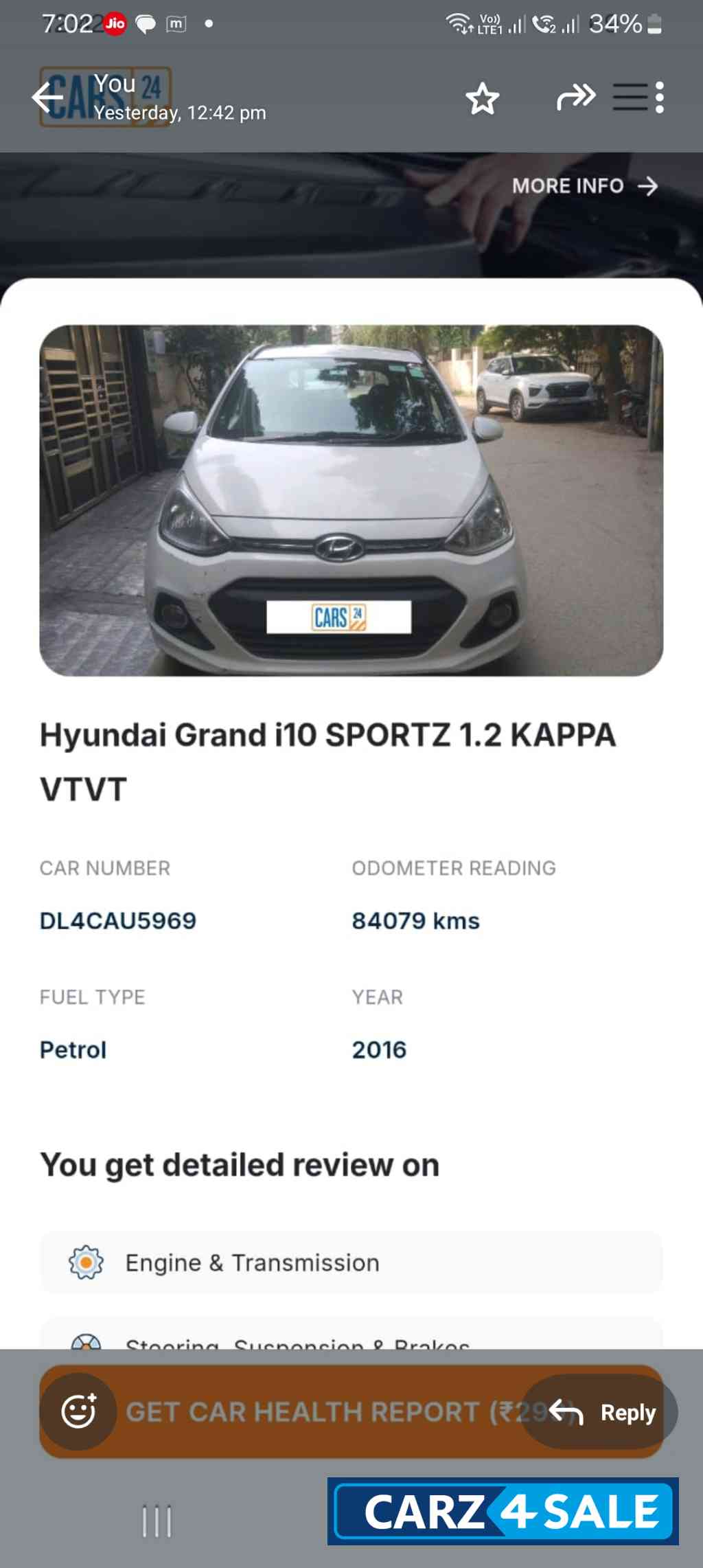White Hyundai i10 Sportz