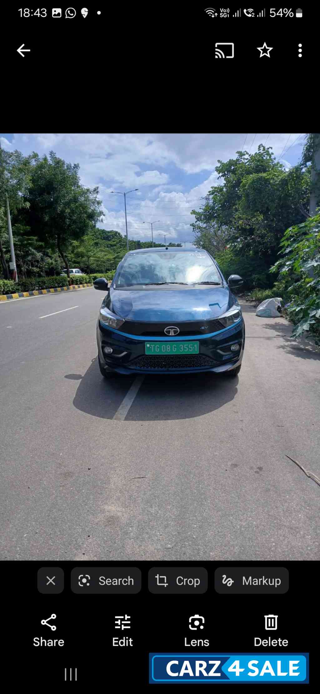 Teal Blue Tata Tiago Xz plus ev