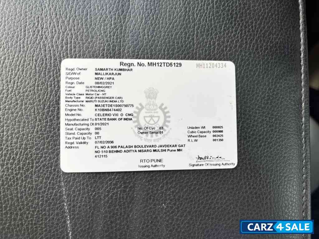 Glistening Grey Maruti Suzuki Celerio VXI (O) CNG