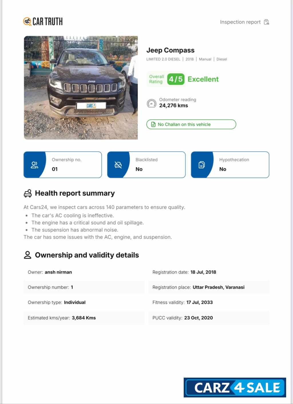 Brilliant Black Jeep Compass Limited 2.0 Diesel