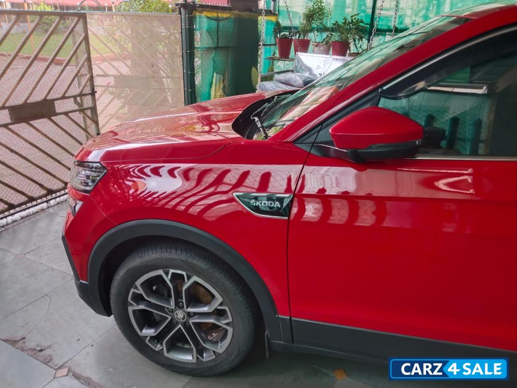 Red Skoda Kushaq petrol Red Skoda Kushaq petrol