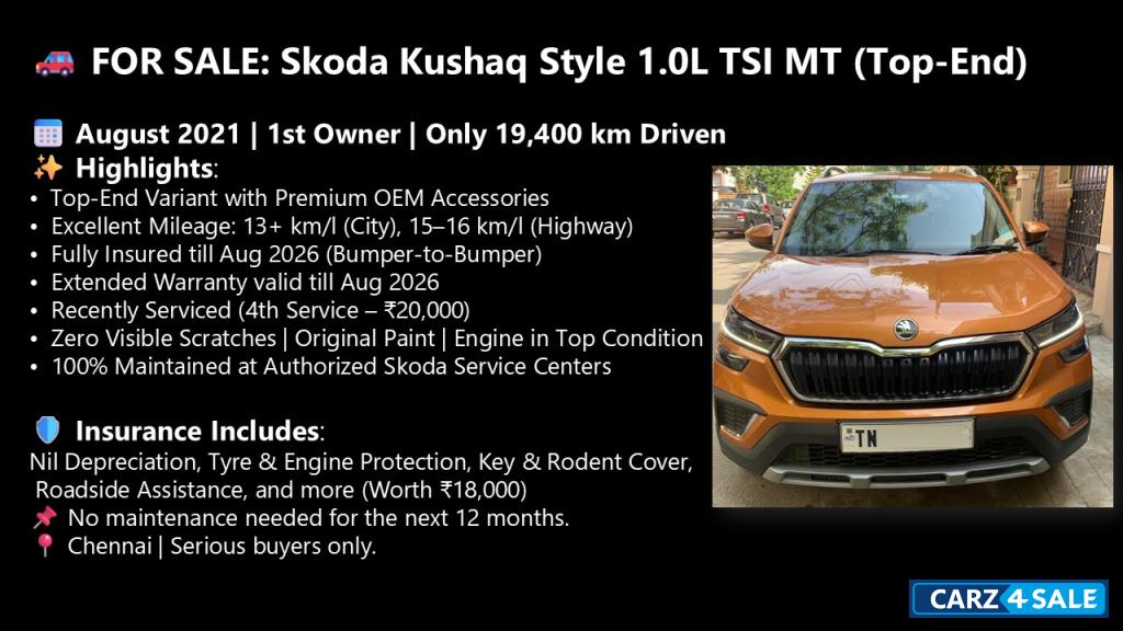 Honey Orange Skoda Kushaq Style 1.0L TSI MT