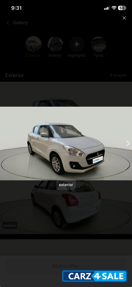 Pearl Attic White Maruti Suzuki Swift Zxi amt