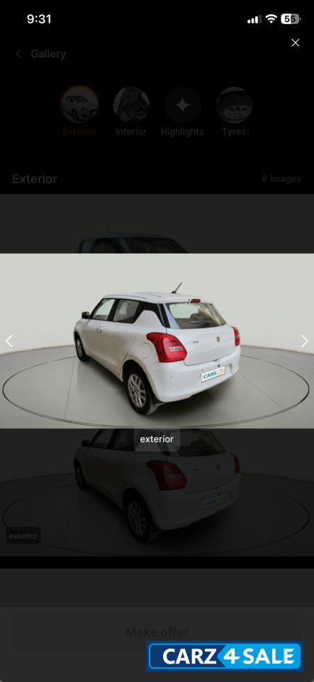 Pearl Attic White Maruti Suzuki Swift Zxi amt