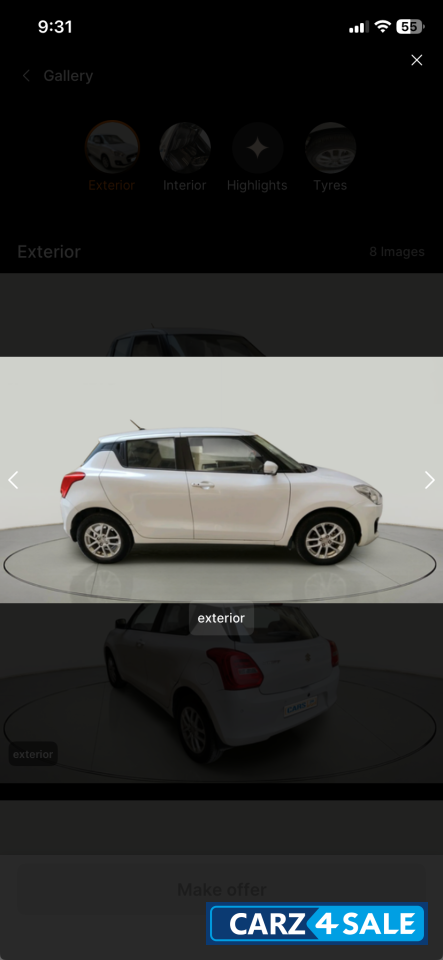 Pearl Attic White Maruti Suzuki Swift Zxi amt