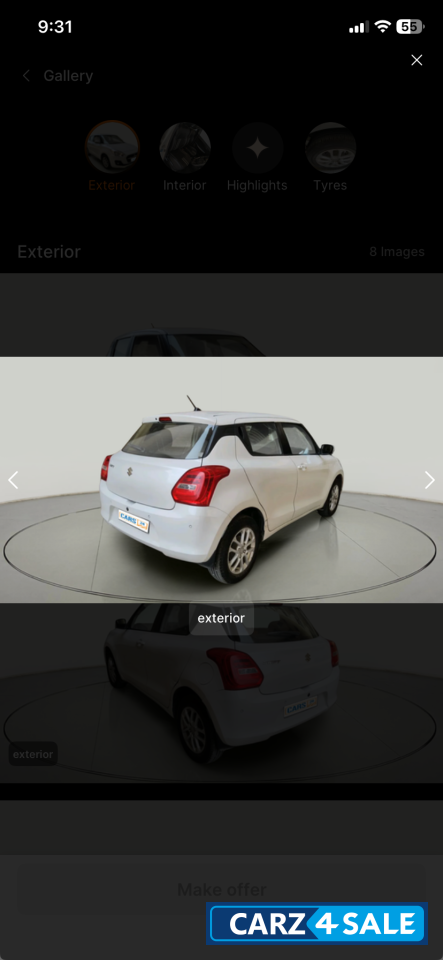 Pearl Attic White Maruti Suzuki Swift Zxi amt