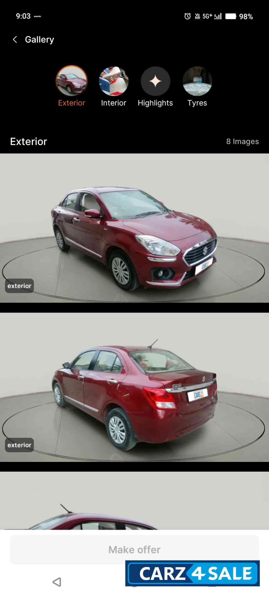 Gallent Red Maruti Suzuki Dzire VXI AUTOMATIC