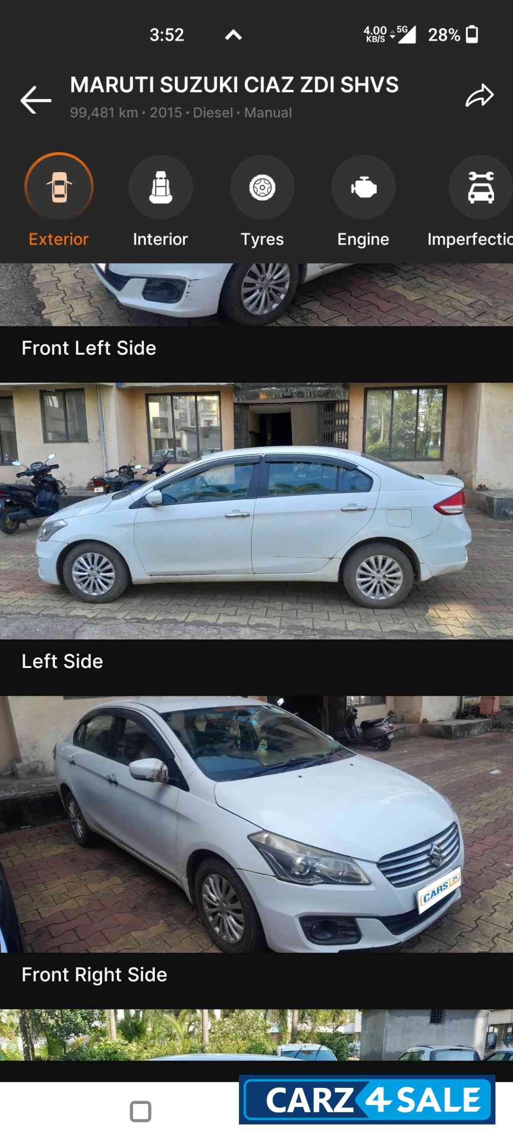 White Maruti Suzuki Ciaz ZDI SHVS
