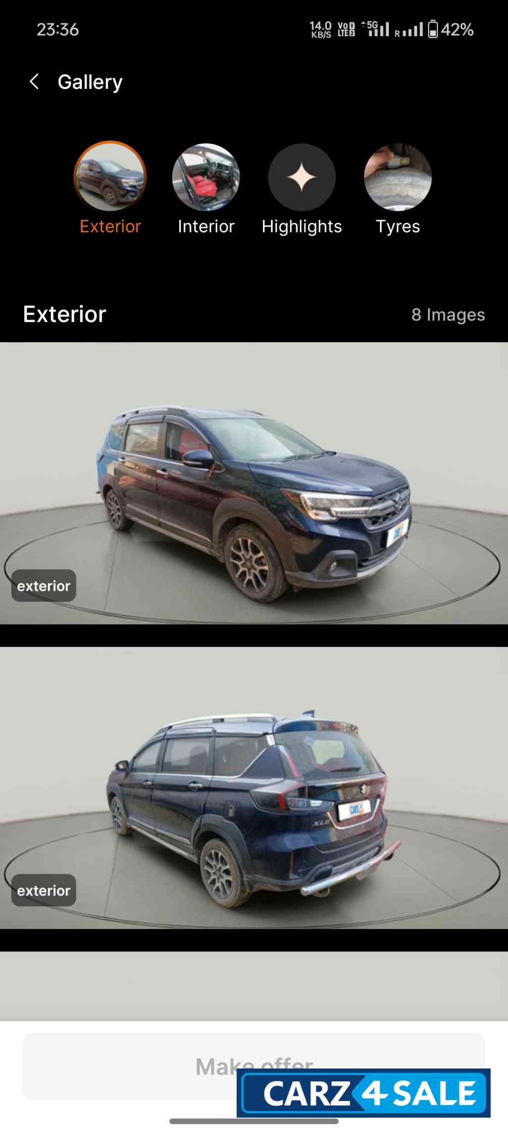 Prime Crystal Blue Maruti Suzuki XL6 Zeta cng