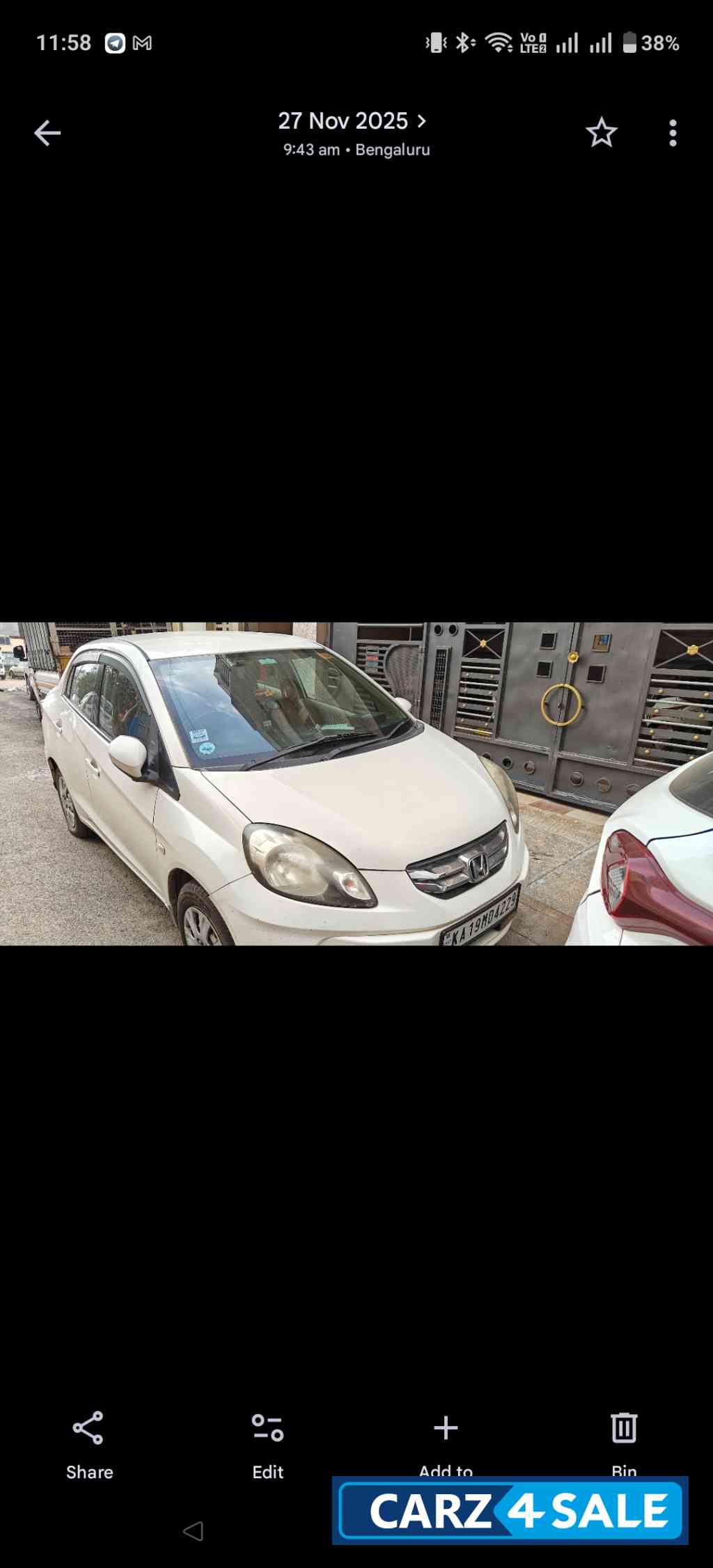 White Honda Amaze S