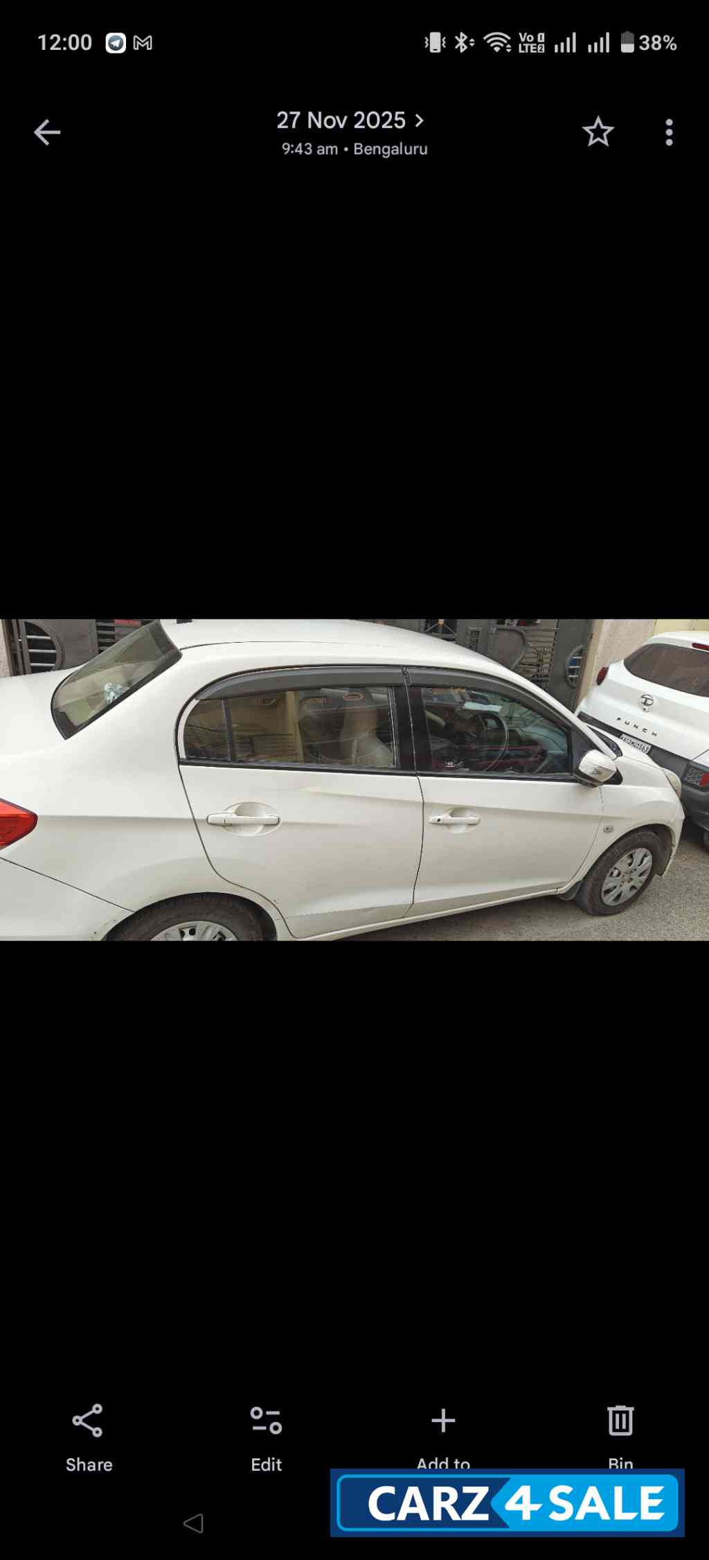White Honda Amaze S
