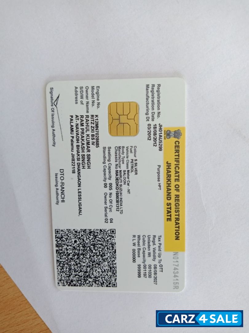 Silver Maruti Suzuki Ritz Zxi BS-IV