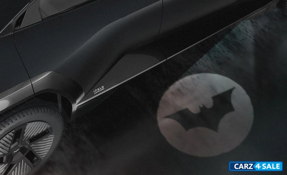 Mahindra BE 6 Batman Edition Night Trail: Carpet lamps with The Dark Knight Trilogy Bat Emblem logo projection