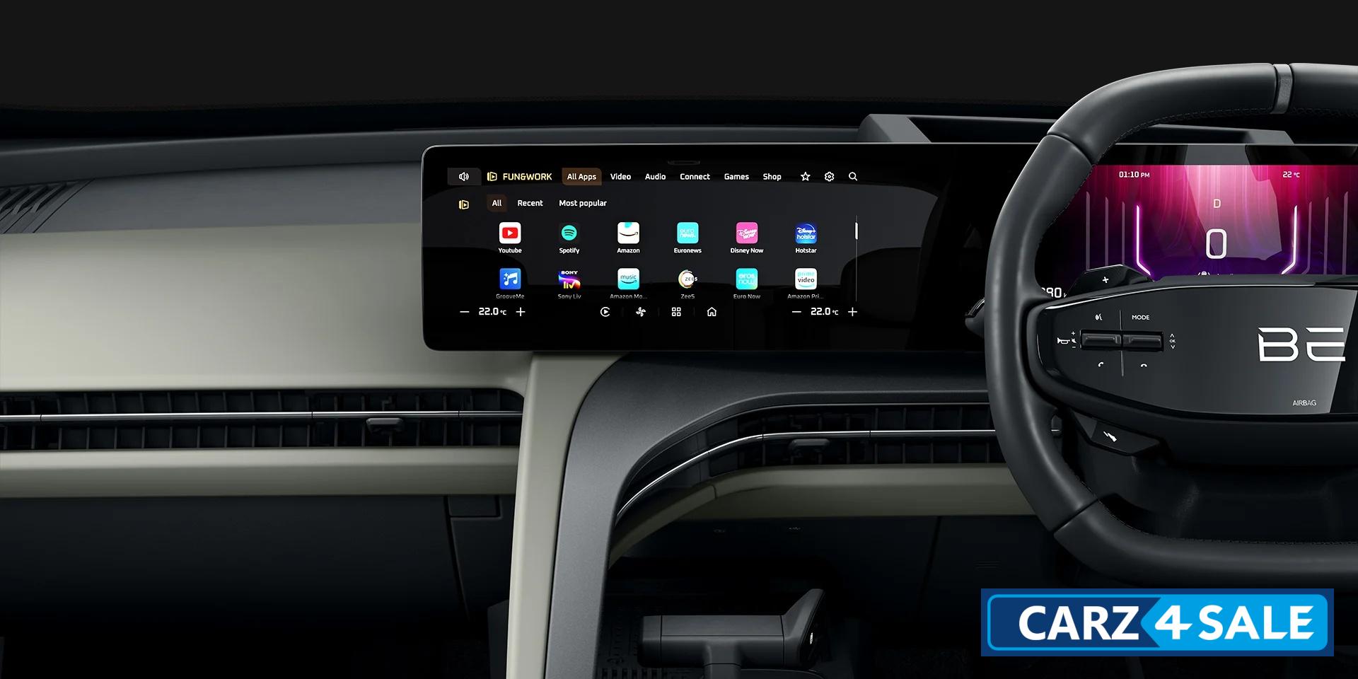 Mahindra BE 6 Fun&Work (Entertainment + work suite)60+ In built OTT, Social Media, News, Shopping apps