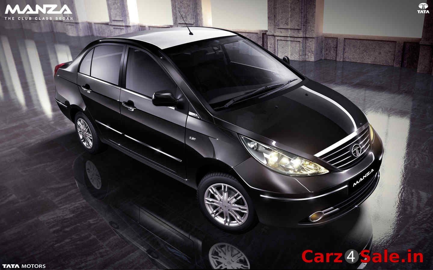 Tata Manza Club Class EX - Front view of Tata Manza in Infinity Black colour with Silver colour roof