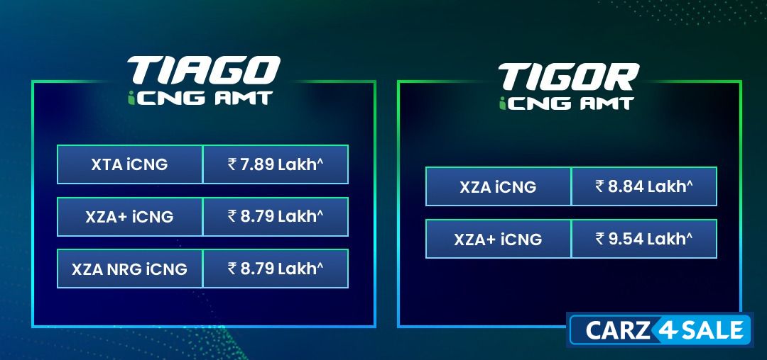 Tata Cng Amt Variants Price For Tiago And Tigor